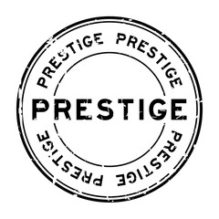 Grunge black prestige word round rubber seal stamp on white background
