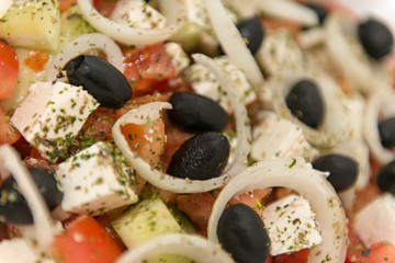 Greek salad close up as background