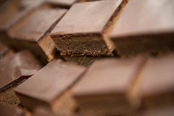 Brownie chocolate cakes background close-up;