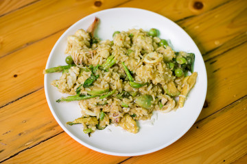 Seafood green curry fried rice