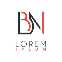The logo between the letter B and letter N or BN with a certain distance and connected by orange and gray color