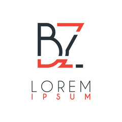 The logo between the letter B and letter Z or BZ with a certain distance and connected by orange and gray color