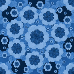 Felt Tip Indigo Floral Pattern