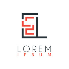The logo between the letter E and letter L or EL with a certain distance and connected by orange and gray color