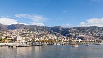 Fototapeta na wymiar Funchal Waterfront. The waterfront of Funchal on the Portuguese island of Madeira.