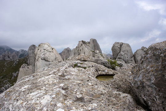 View from top of Tulove grede, parth of Velebit mountain in Croatia
