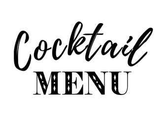 Calligraphy lettering of Cocktail menu in black isolated on white background