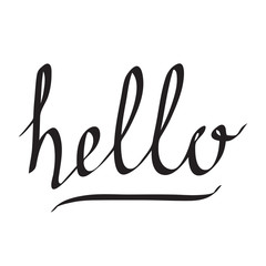 hello lettering hand drawing word on white, stock vector illustration