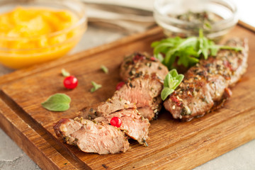 Roasted lamb fillet with spicy crust