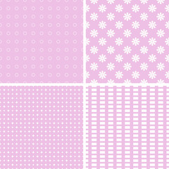 Pink different vector seamless patterns