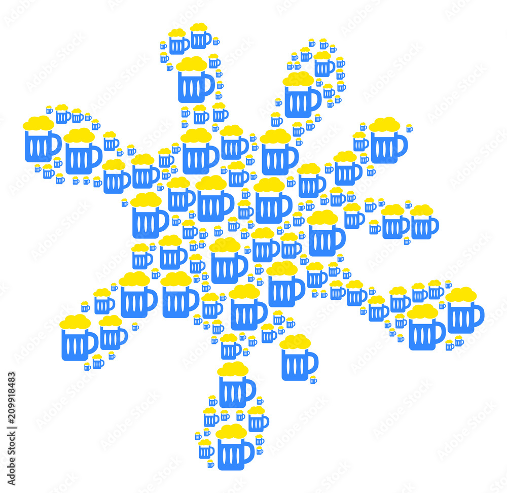 Poster spot area built from beer glass icons in variable sizes. abstract vector blob concept. beer glass ic
