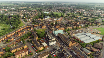 Low level aerial image of the town of Kirkintilloch in Scotland.