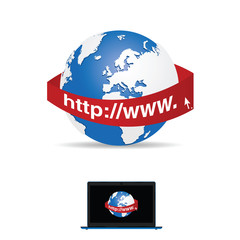 internet icon with globe illustration