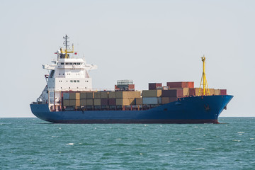 Cargo container ship at sea