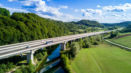 Highway bridge going over river