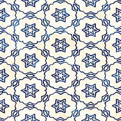 Native batik seamless watercolor artistic boho style colorful square pattern.