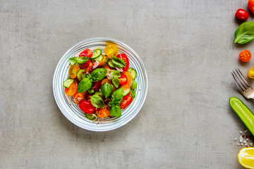 Healthy salad and ingredients