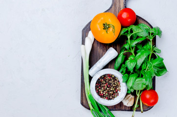 tomatoes, basil and peper spice