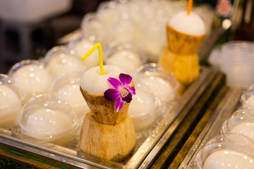 Thai peeled young coconut drink