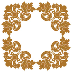 Golden vintage border frame engraving with retro ornament pattern in antique baroque style decorative design. Vector