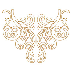 Golden vintage baroque ornament, corner. Retro pattern antique style acanthus. Decorative design element filigree calligraphy vector. - stock vector