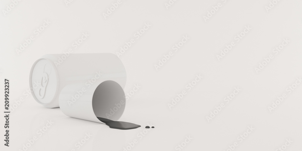 Aufkleber mock-up of white cup and can with liquid on white background,3d rendering