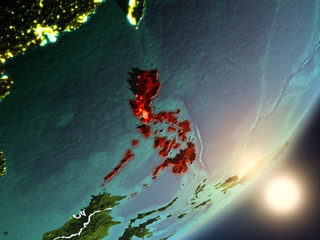 Sun rising above Philippines from space