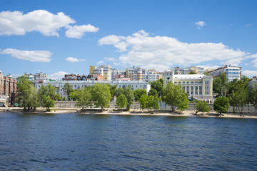 Volga river embankment in Samara, Russia. Panoramic view of the city.