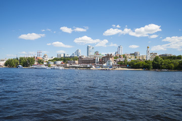 Volga river embankment in Samara, Russia. Panoramic view of the city.