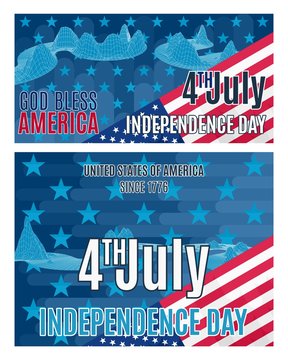 two bright posters on the day of independence of America. stock image