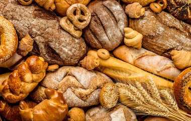 Fresh fragrant bread on the table. Food concept