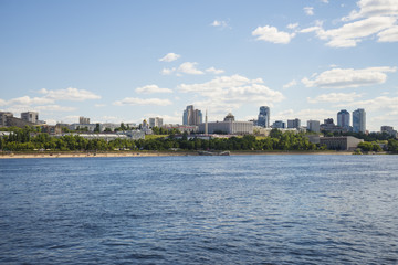 Fototapeta na wymiar Volga river embankment in Samara, Russia. Panoramic view of the city.