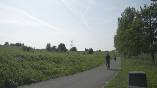 Biking on Biking Pad Through Typical Dutch Landscape