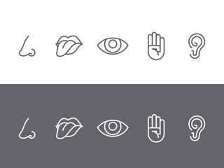 Set of symbols of the five senses