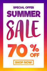 Summer Sale - special offer. Concept of multicoloured poster. Vector.