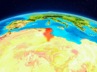 Obraz na płótnie Canvas Tunisia from orbit