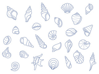 Sea shells painted in blue