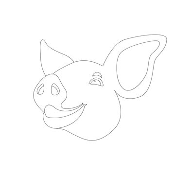 pig head  coloring vector illustration line drawing front  