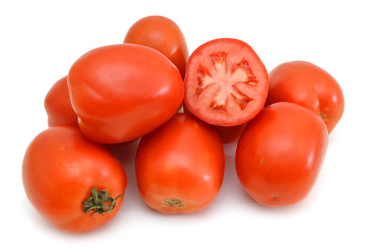 Plum tomatoes  on white background
