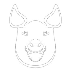 pig head  coloring vector illustration line drawing front  