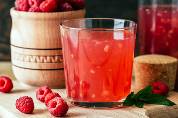 Russian traditional drink of berries and starch, jelly, raspberry