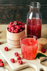 Russian traditional drink of berries and starch, jelly, raspberry