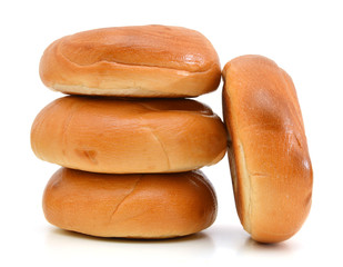 Four bagels isolated on white background