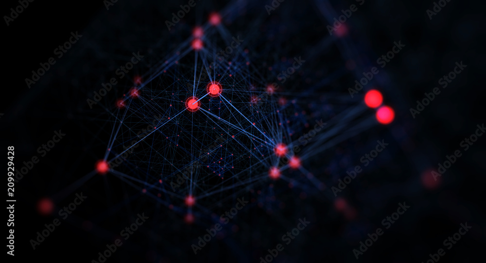 Poster Block chain network/Block chain network concept, Distributed register technology