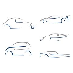 Line Silhouette Car Illustration Package