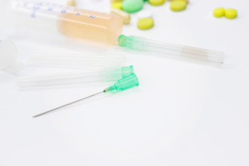 Background for ads on medicine. Medicines on a white background.