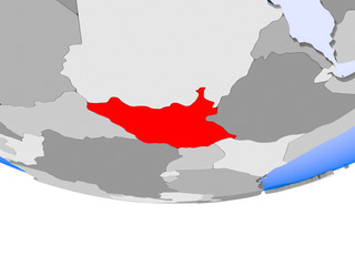 Fototapeta premium South Sudan on globe