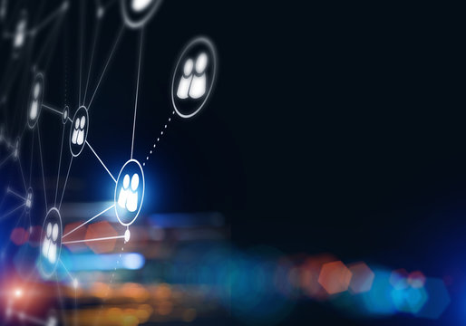 Modern wireless technologies as means of communucation and networking on dark background