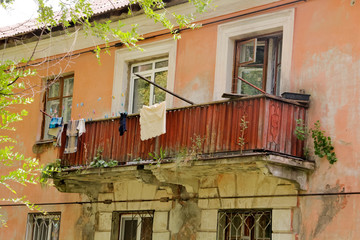 Fototapeta na wymiar The balcony of the old house