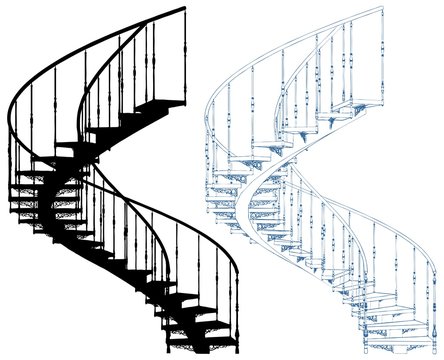 Spiral Staircase Isolated On White Background Vector